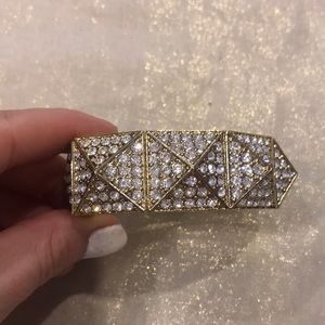 Ann Taylor gold tone bracket with rhinestones